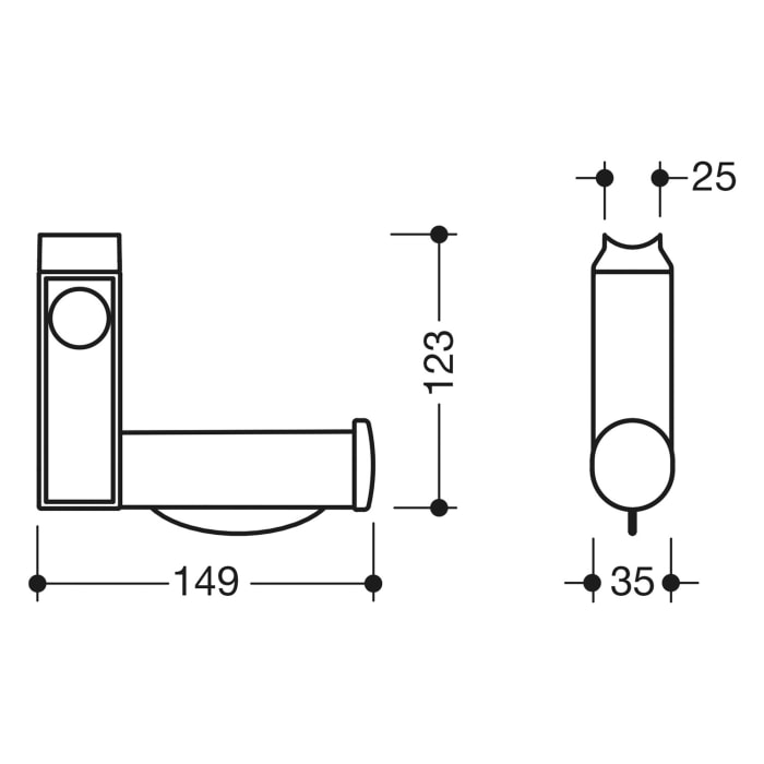 HEWI WC-Papierhalter mit WC-Spülauslösung und Funktionstaste links