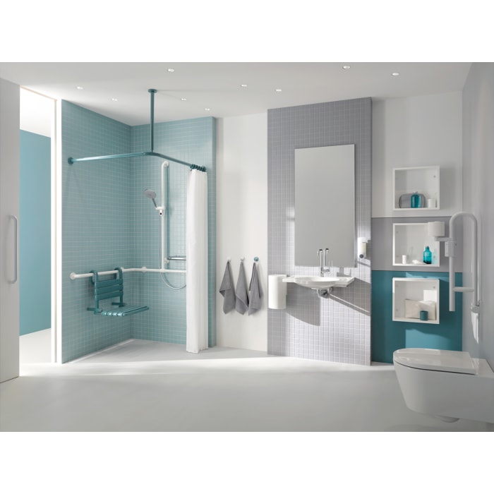 HEWI System 800K Duschhandlauf mit verschiebbarer Brausehalterstange