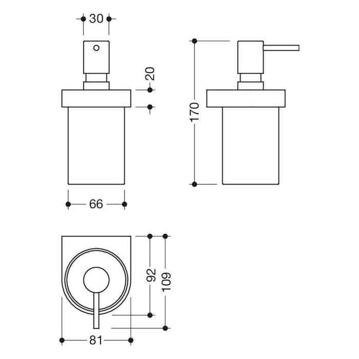 HEWI System 800 Seifenspender aus Kristallglas mit Halter