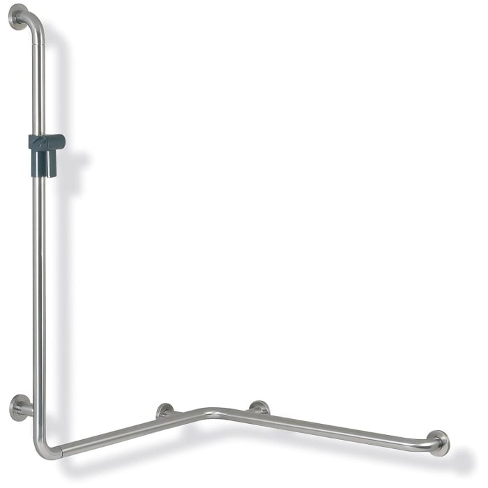 HEWI Serie 805 Classic Duschhandlauf mit Brausehalterstange 110 x 76,2/96,2 cm, Ausführung rechts