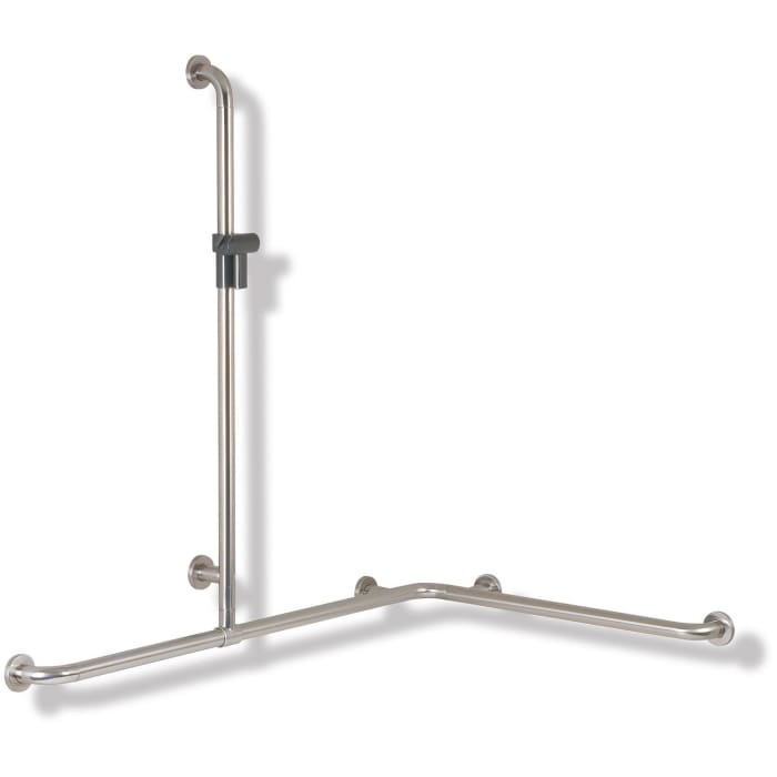 HEWI Serie 805 Classic Duschhandlauf mit verschiebbarer Brausehalterstange 110  x 118,5/76,2 cm