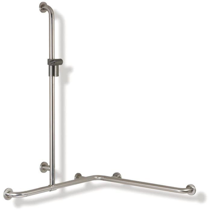 HEWI Serie 805 Classic Duschhandlauf mit verschiebbarer Brausehalterstange 110  x 76,2/76,2 cm