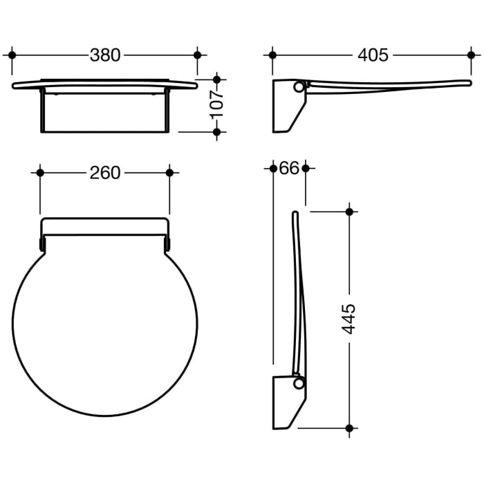 HEWI Serie 805 Classic Klappsitz R 380