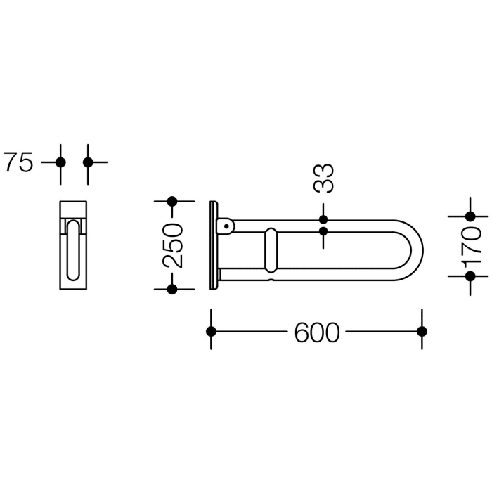 HEWI Serie 805 Classic Mobiler Stützklappgriff, drehbar