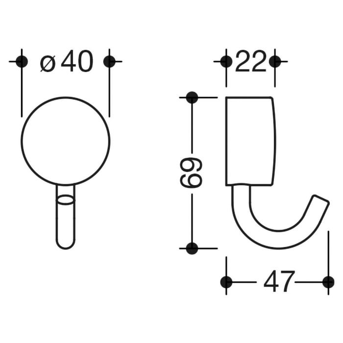 HEWI System 815 Einzelhaken zum Kleben