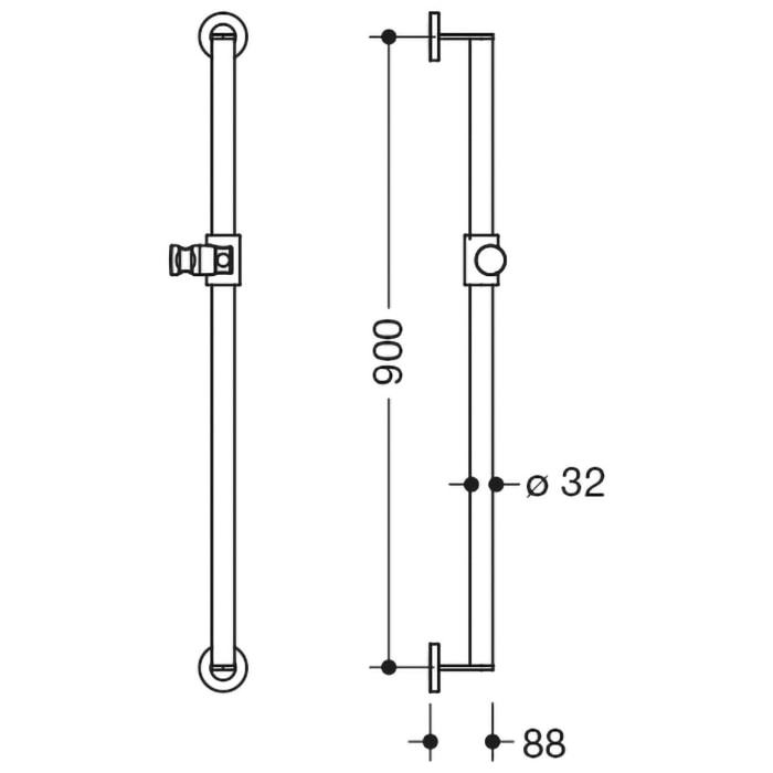 HEWI System 900 Brausehalterstange 90 cm