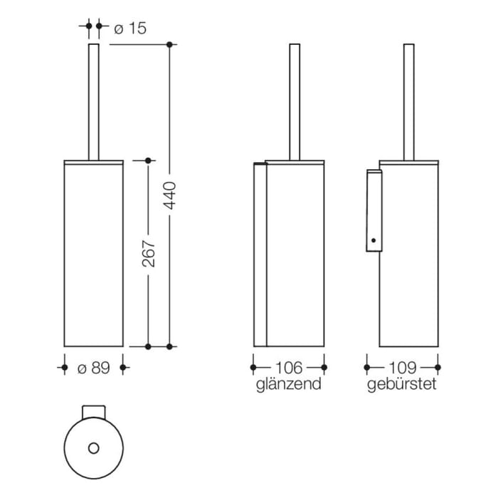 HEWI System 900 WC-Bürstengarnitur mit Deckel