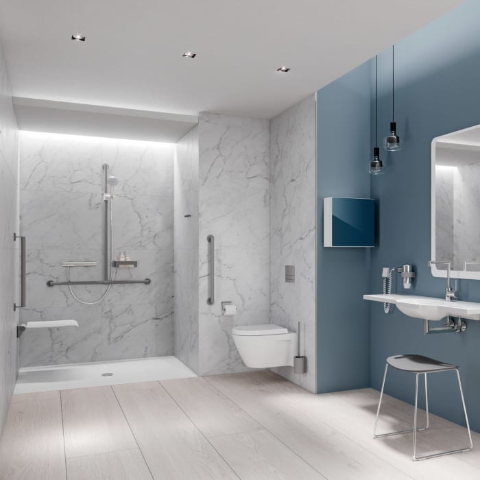 HEWI System 900 Duschhandlauf, 125 x 118,5 x 8,8 cm