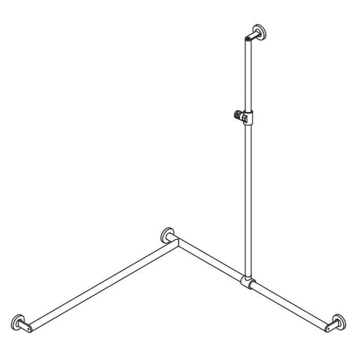 HEWI System 900 Duschhandlauf mit verschiebbarer Brausehalterstange  links, 96,5 cm