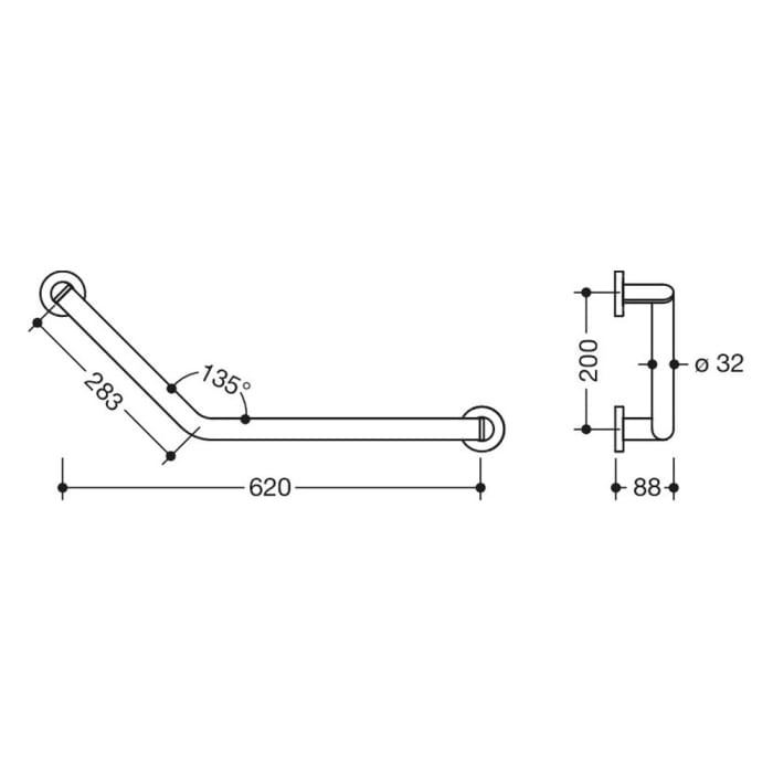 HEWI System 900 Winkelgriff 20 cm, rechts