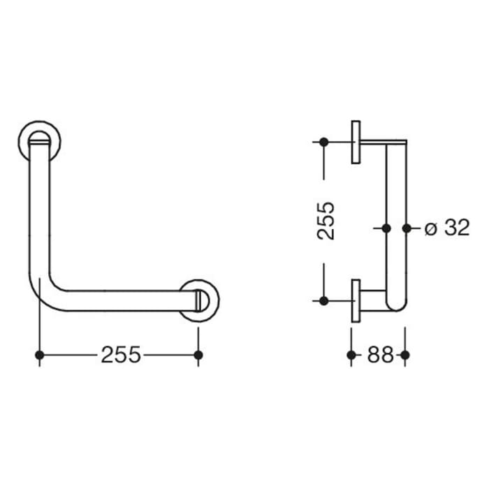 HEWI System 900 Winkelgriff 25,5 cm, links und rechts