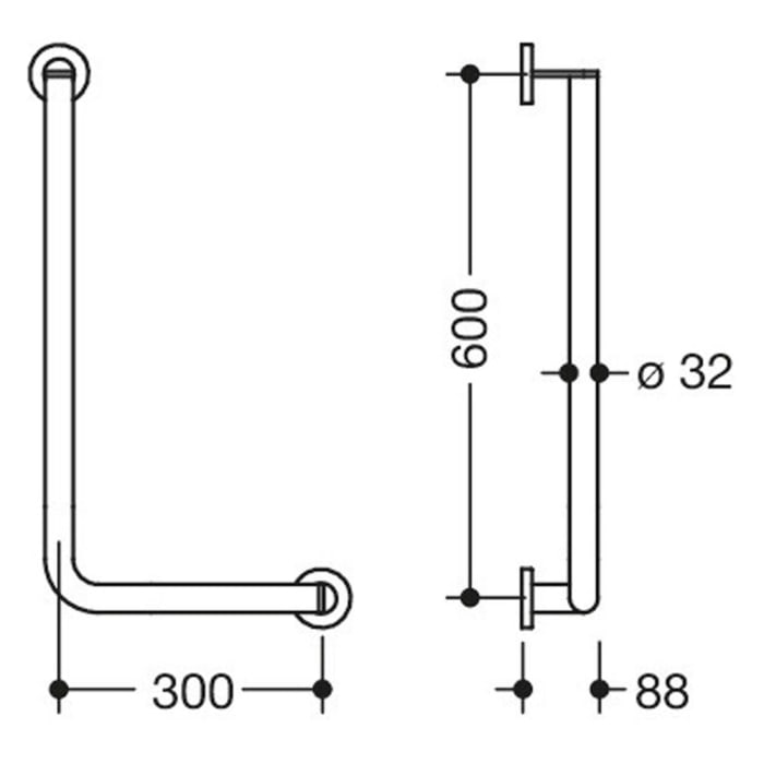 HEWI System 900 Winkelgriff 60 cm, rechts