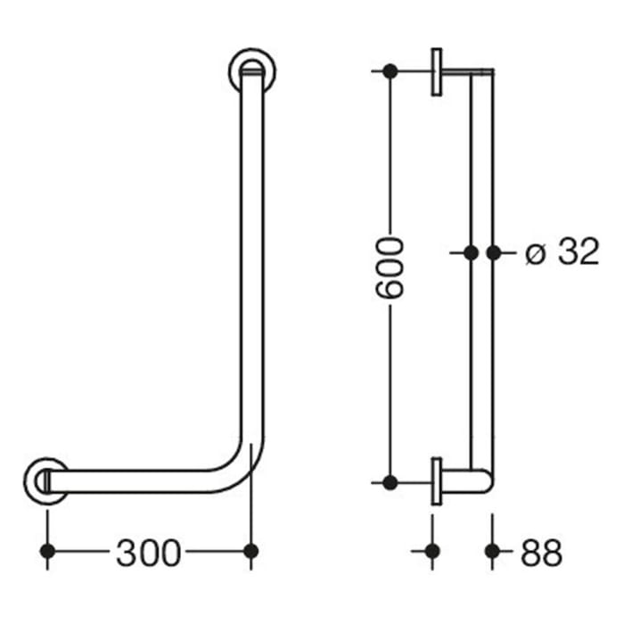 HEWI System 900 Winkelgriff 60 cm, links