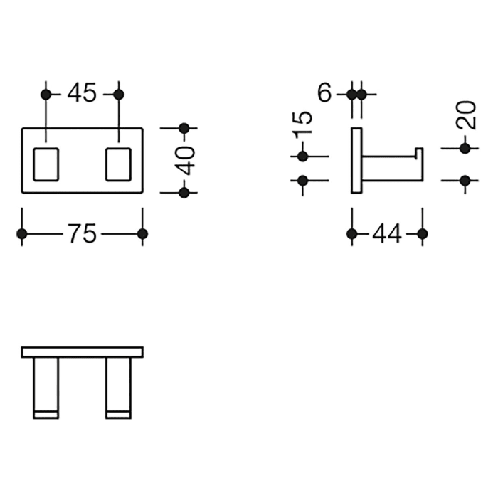 HEWI System 900 Q Doppelhaken