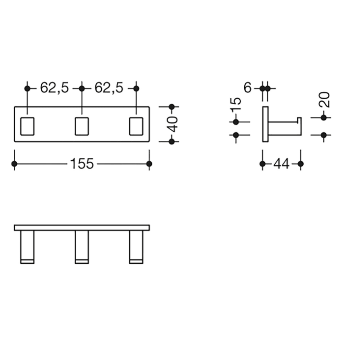 HEWI System 900 Q Hakenleiste