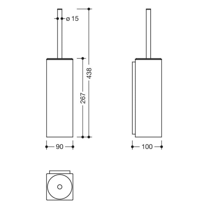 HEWI System 900 Q WC-Bürstengarnitur mit Deckel