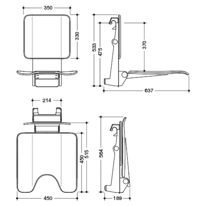 HEWI System 900 Einhängesitz mit Hygieneausschnitt