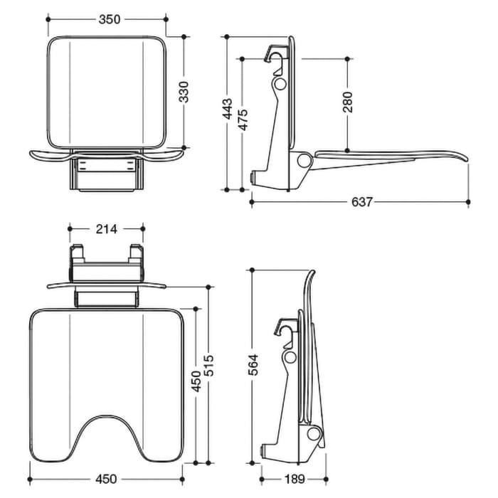 HEWI System 900 Einhängesitz mit Hygieneausschnitt