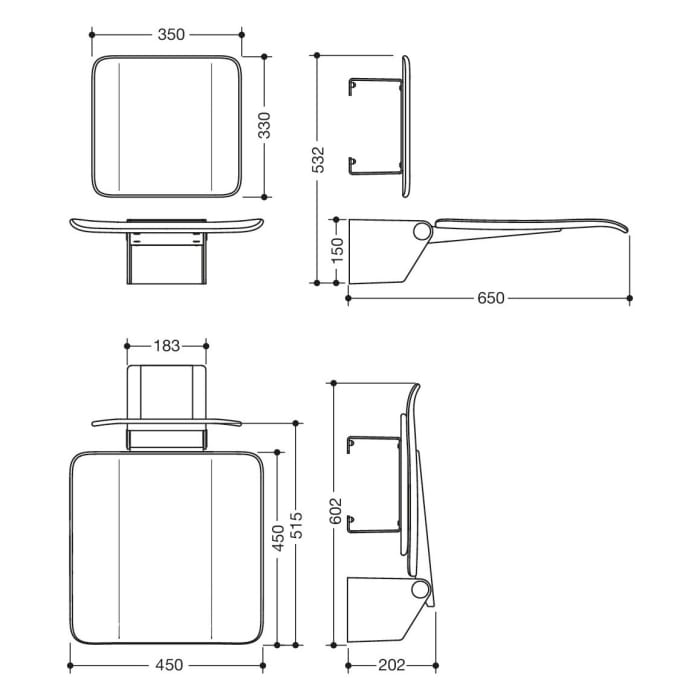 HEWI System 900 Klappsitz mit Rückenlehne