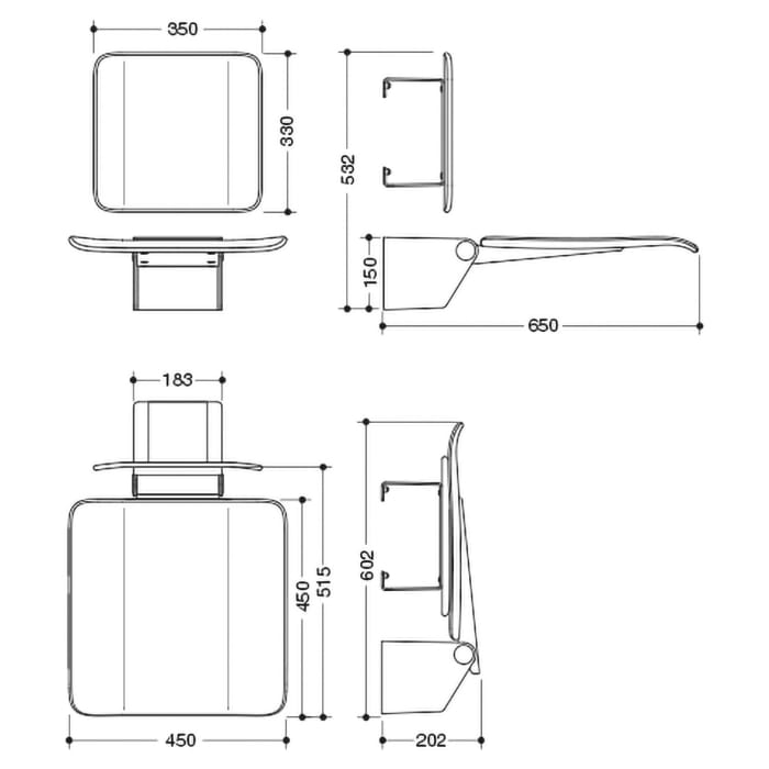 HEWI System 900 Klappsitz mit Rückenlehne