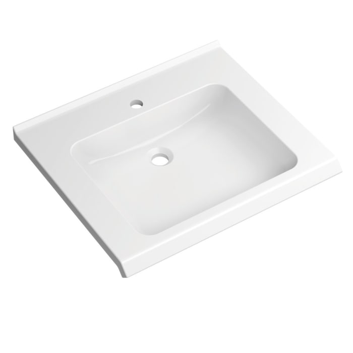 HEWI Universal Waschtisch 65 x 56,5 cm mit verdeckter Griffkante, 1 Hahnloch, ohne Überlauf