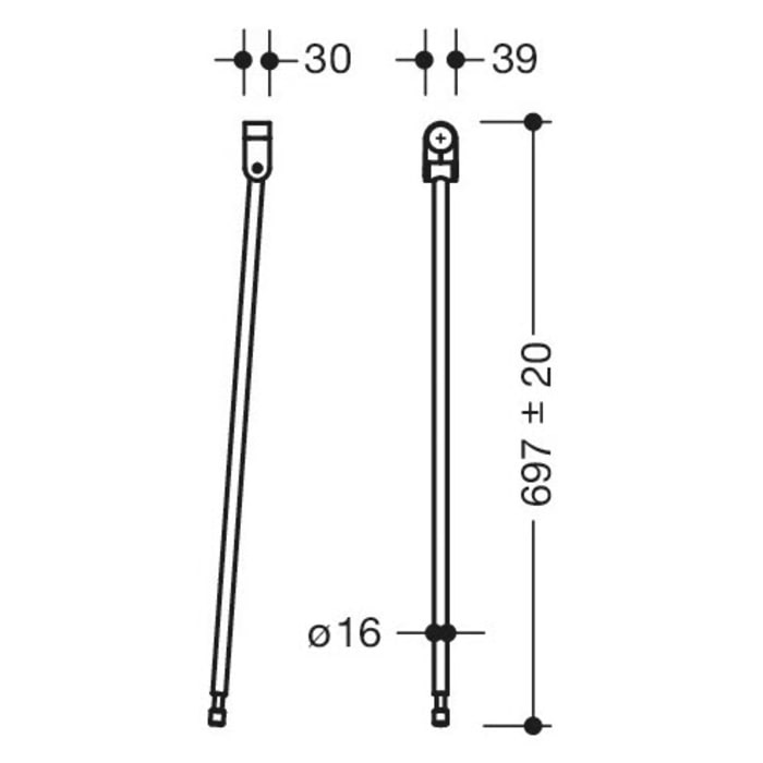 HEWI Universalprodukte Bodenstütze 69,7 cm