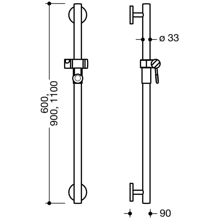 HEWI Warm Touch Brausehalterstange, 110 cm