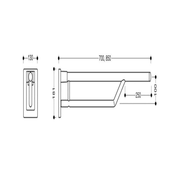 HEWI Warm Touch Mobiler Stützklappgriff Duo, 70 cm