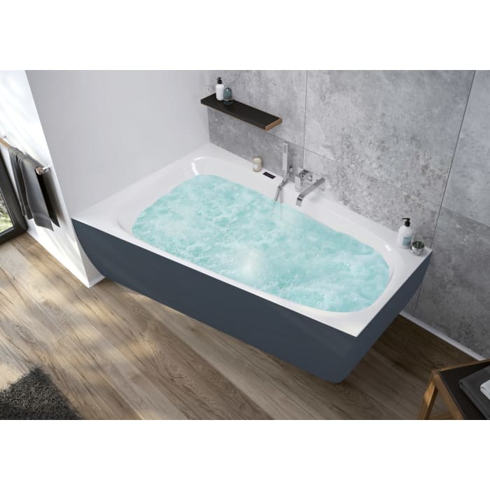 Hoesch iSENSI MONOLITH Trapez-Badewanne 170 x 100 cm, links mit Überlaufschlitz, BiColor