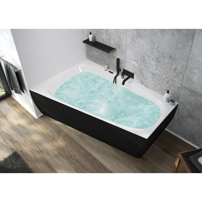 Hoesch iSENSI MONOLITH Trapez-Badewanne 180 x 120 cm, links mit Überlaufschlitz, BiColor
