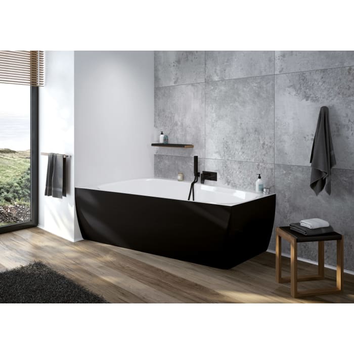 Hoesch iSENSI MONOLITH Trapez-Badewanne 180 x 120 cm, links mit Überlaufschlitz, BiColor