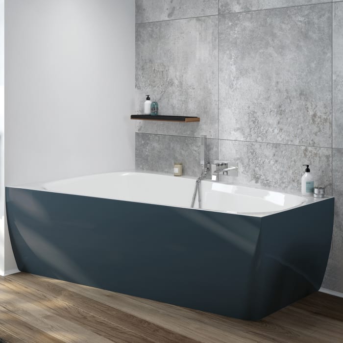 Hoesch iSENSI MONOLITH Trapez-Badewanne 170 x 100 cm, links mit Überlaufschlitz, BiColor