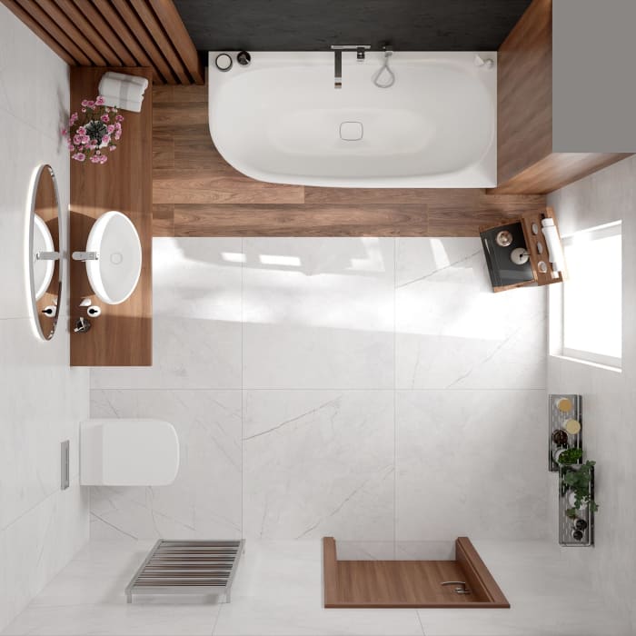 Hoesch iSENSI MONOLITH Eckbadewanne 160 x 75 cm, rechte Ausführung