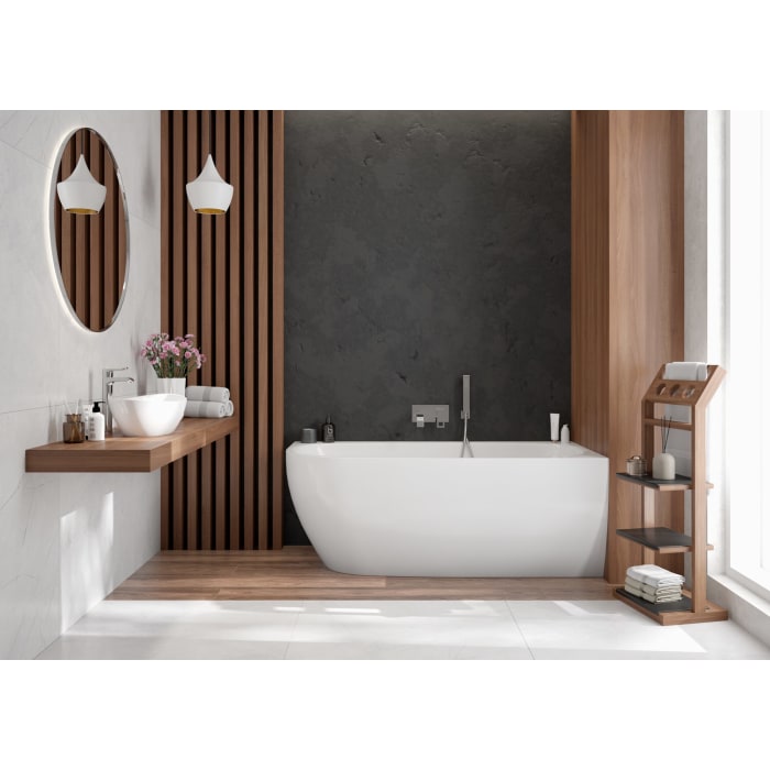 Hoesch iSENSI MONOLITH Eckbadewanne 170 x 75 cm, rechte Ausführung, mit Überlaufbefüllung chrom