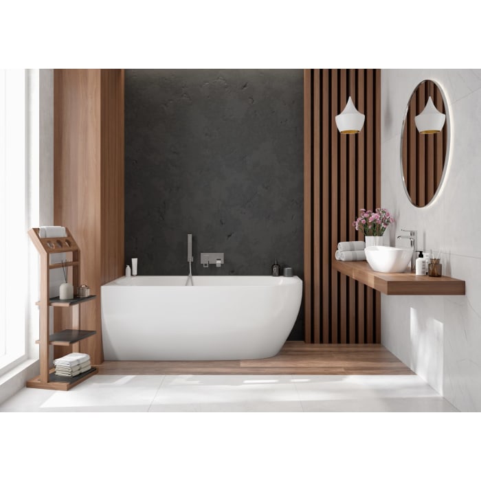 Hoesch iSENSI MONOLITH Eckbadewanne 190 x 90 cm, linke Ausführung, mit Überlaufbefüllung chrom