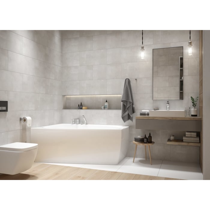 Hoesch iSENSI MONOLITH Badewanne links 180 x 140 cm, mit Überlaufschlitz und Überlaufgarnitur (Klick / Klack)