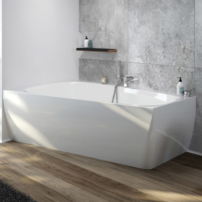 Hoesch iSENSI MONOLITH Trapez-Badewanne 180 x 120 cm, links mit Überlaufschlitz