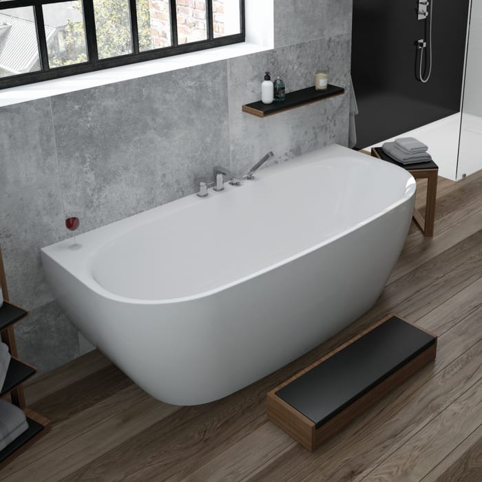 Hoesch iSENSI MONOLITH Vorwand-Badewanne 180 x 80 cm, mit angeformter Schürze