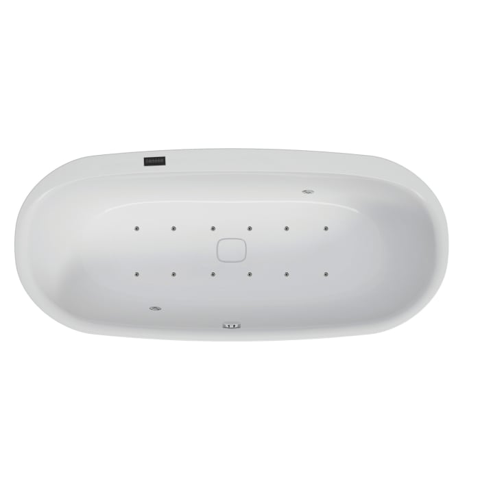Hoesch iSENSI Oval-Whirlpool 190 x 90 cm, freistehend mit Überlaufbefüllungsgarnitur, Motor rechts