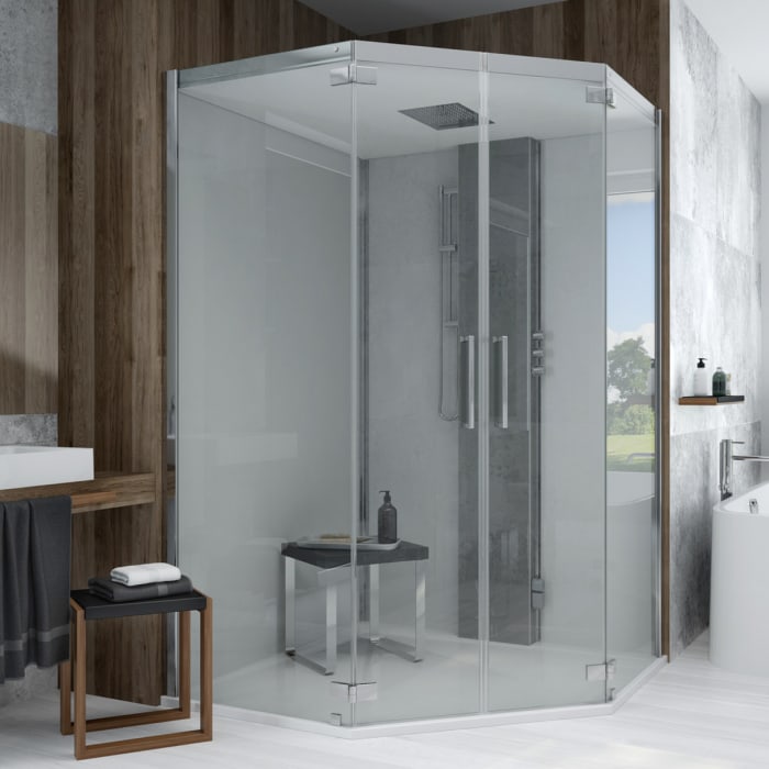 HOESCH SensePerience Dampfkabine 140 x 140 cm 5-Eck mit Duschwanne ohne Antirutsch