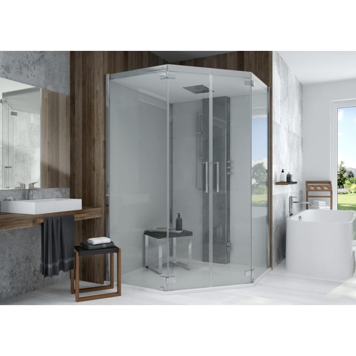 HOESCH SensePerience Dampfkabine 140 x 140 cm 5-Eck mit Duschwanne ohne Antirutsch