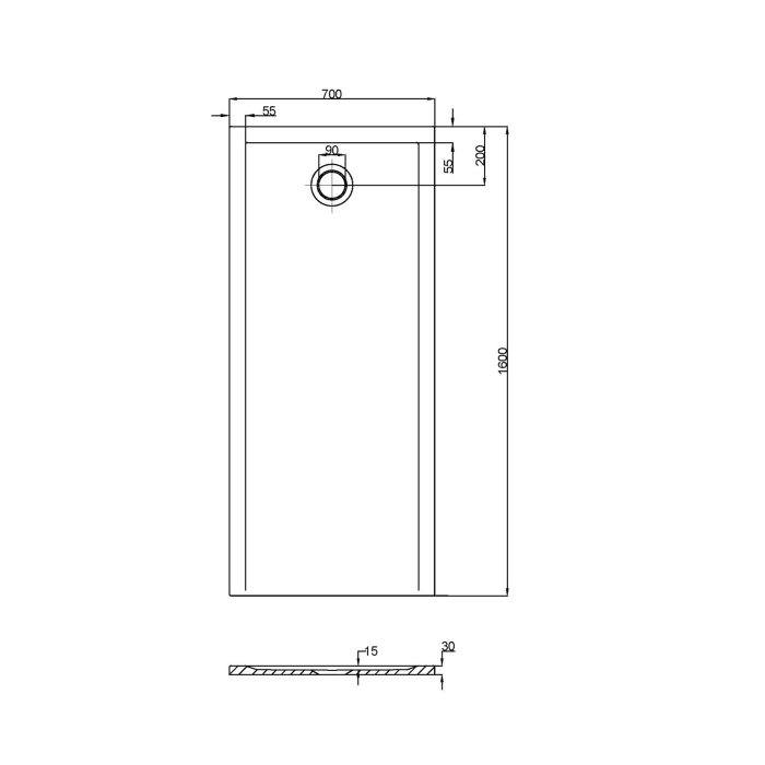 Hoesch Muna S Rechteckduschwanne 160 x 70 cm