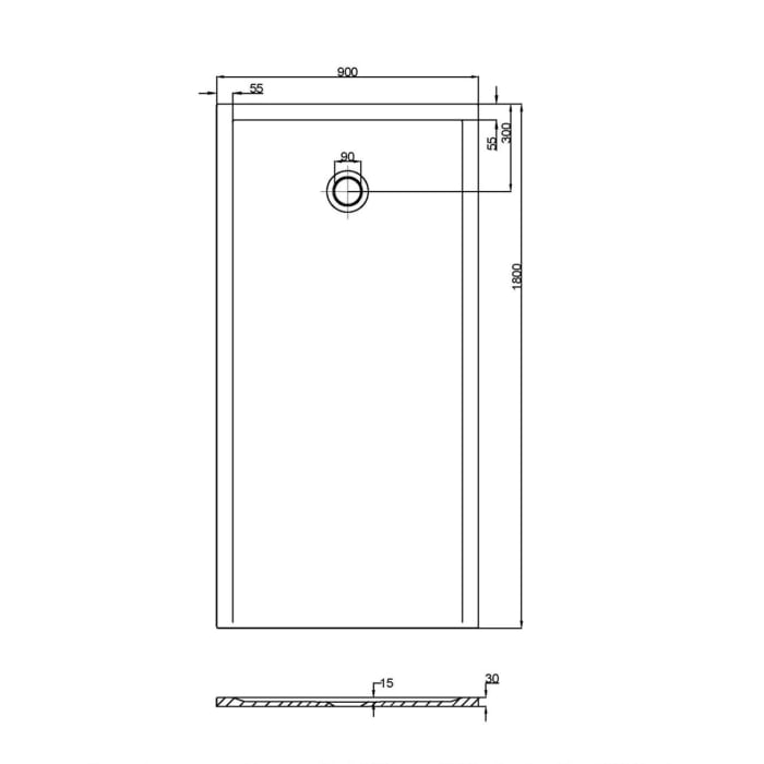 Hoesch Muna S Rechteckduschwanne 180 x 90 cm
