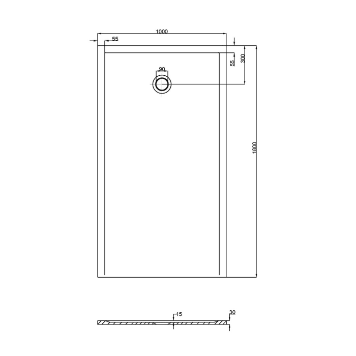 Hoesch Muna S Rechteckduschwanne 180 x 100 cm