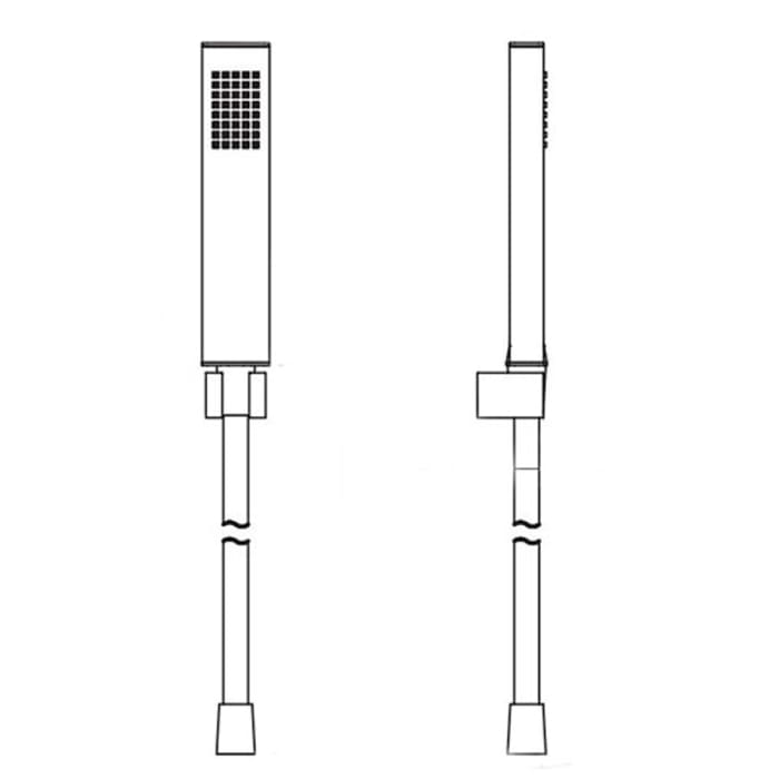 HSK Design-Handbrause eckig mit Brauseschlauch und Halterung