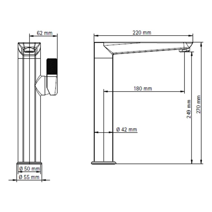 HSK AquaXpro Waschtisch-Einhebelmischer, hoch