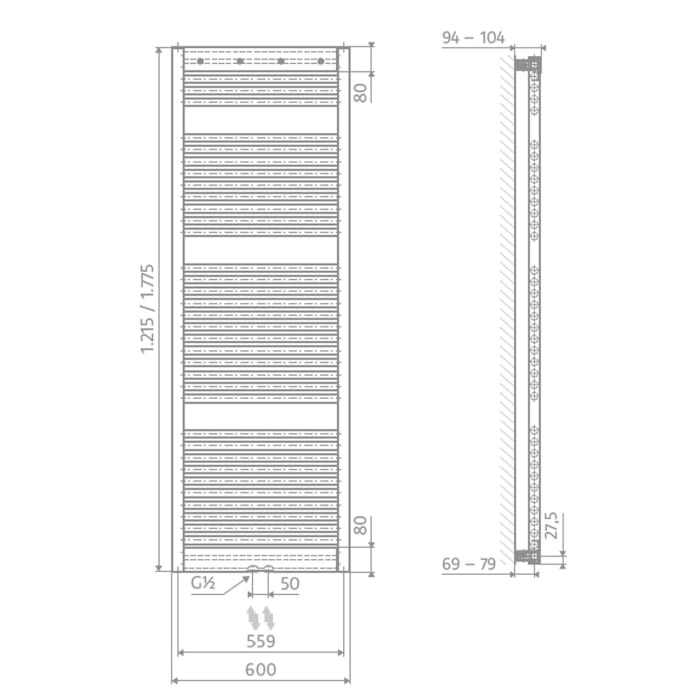 HSK Line Pro Designheizkörper 60 x 177,5 cm