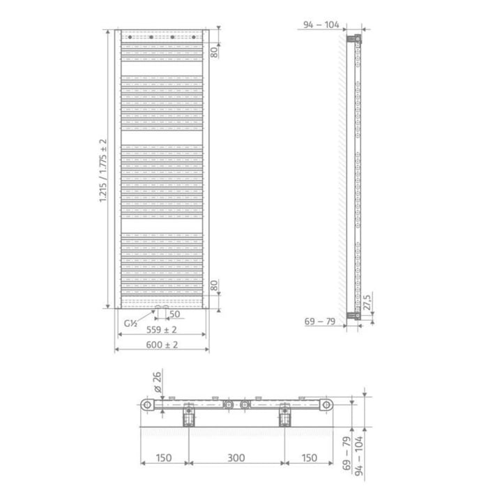 HSK Line Pro Designheizkörper 60 x 177,5 cm, Antikorrosionsschutzschicht