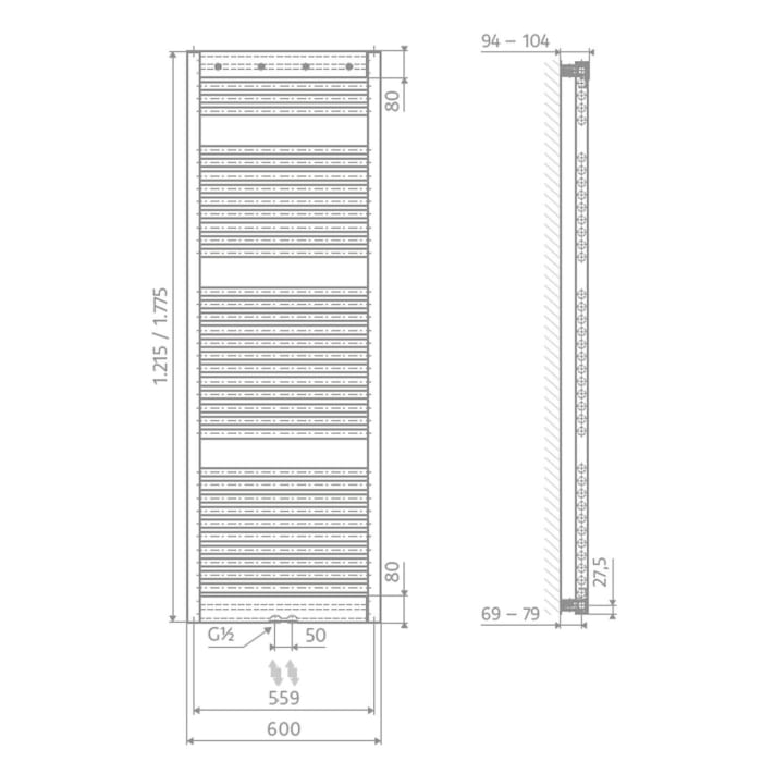 HSK Line Pro Designheizkörper 60 x 121,5 cm