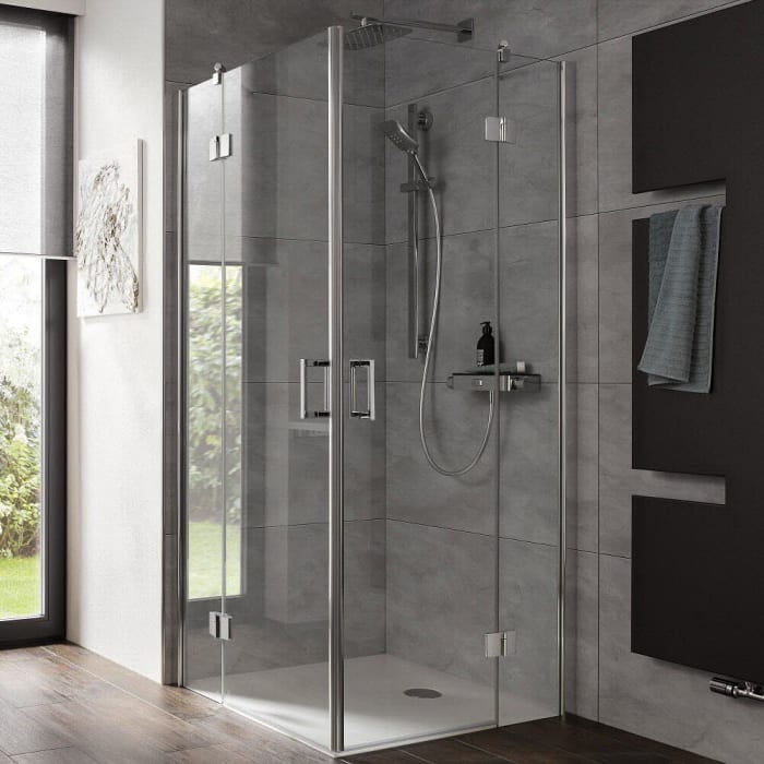 HSK Aperto Eckeinstieg pendelbar 4-teilig 100 x 100 cm mit Stangengriff K2 groß